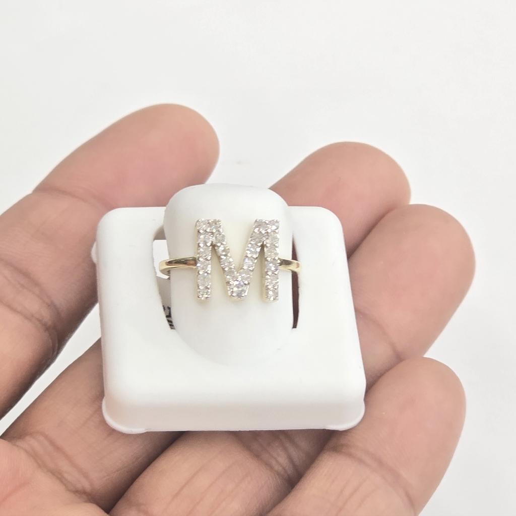 Real Diamond 10kt Gold Initial M Ring For Women